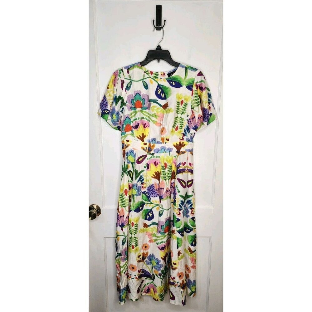 Size Small GigiO Umgee Puff Sleeve Floral Midi Dress Colorful NWT
